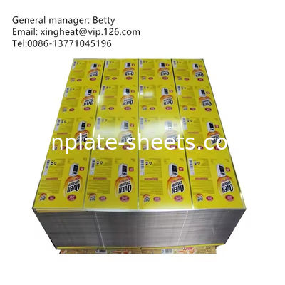 Folhas de estanho eletrolítico com T2-T5 Temperatura 5.6/5.6 Tinta revestimento Matt Superfície Finish 600mm-1160mm comprimento de corte