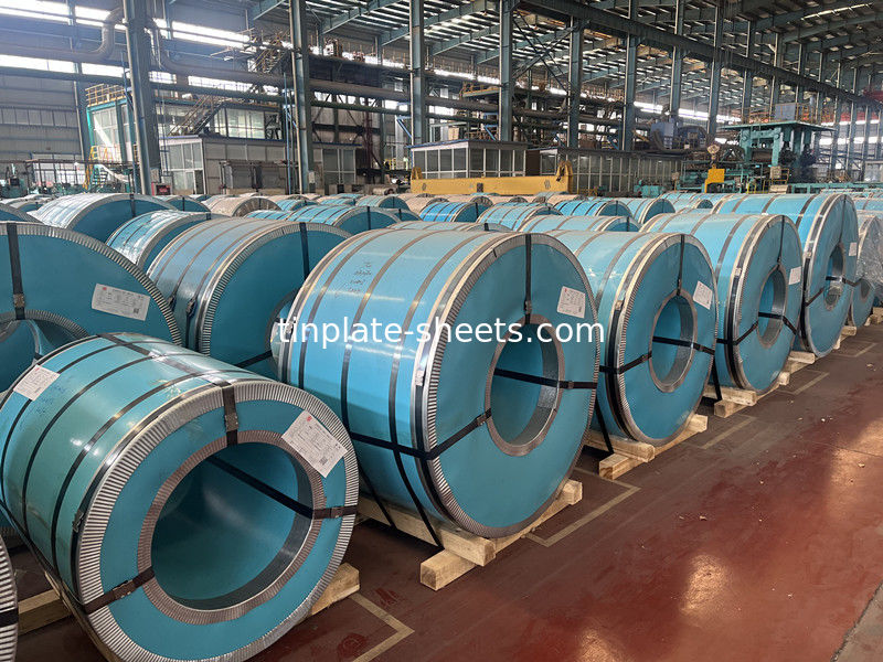 Processos de estanho eletrolítico bobina de chapa de estanho para produção de baterias 2.0/2.0 revestimento de estanho 0,15-0,49 mm espessura 600-986 mm largura