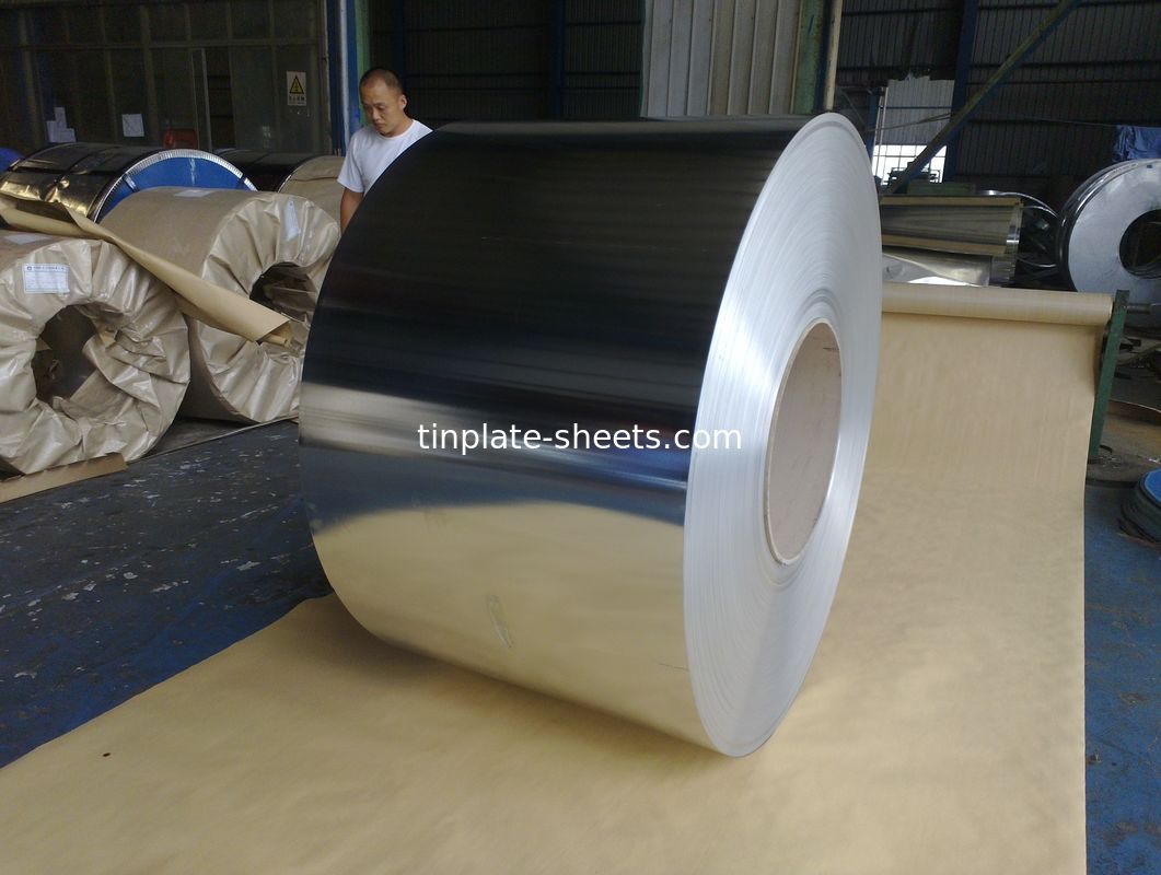 Folhas de bobina de estanho Fabricante de moinho Pedra Prata Finalização brilhante T3 T4 T5 T2.5 DR8 T2.5 Usado para latas químicas de alimentos
