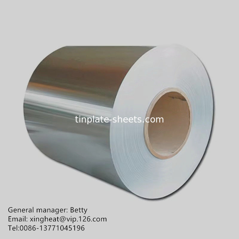 Folha de aço livre de estanho para tampas de coroa e fundos de latas JIS G3315 EN10202 Standard 600mm-1160mm comprimento de corte