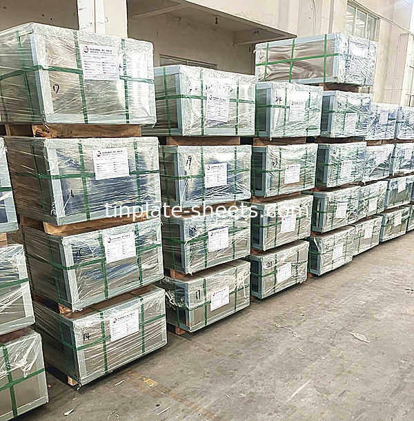 Folhas de estanho resistentes à corrosão para latas Pedra brilhante Prata e acabamento em massa altamente formável