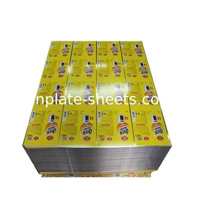 Alta resistência T3 T4 T5 Chapa de aço de estanho impressa Largura 512 mm-960 mm Para latas químicas Latas de alimentos