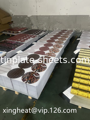 Folha de estanho de boa qualidade com 6 cores impressas 4 cores impressas Placa de estanho para alimentos ou químicos latas Impressões de ouro branco