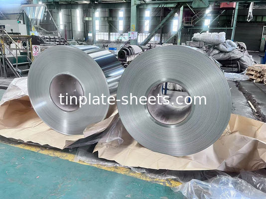 Folhas de estanho eletrolítico MR e SPCC Material 0,13-0,48 mm Espessura 600 mm-986 mm Largura 600 mm-1160 mm Comprimento de corte T2-T5 Temperatura
